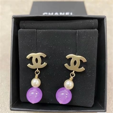 chanel earrings purple
